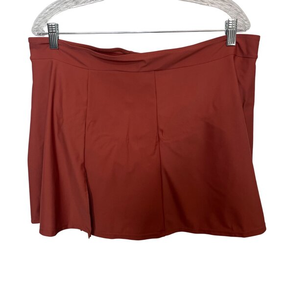 Two Piece Swimsuit Set Padded Top Flared Skirt Womens 3XL Rust Red New WOT - Picture 5 of 10